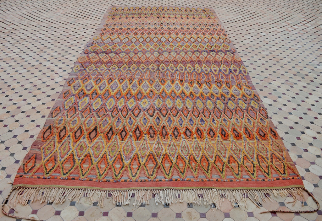 Superb vintage Talsint flatweave with an intricate network of lozenges