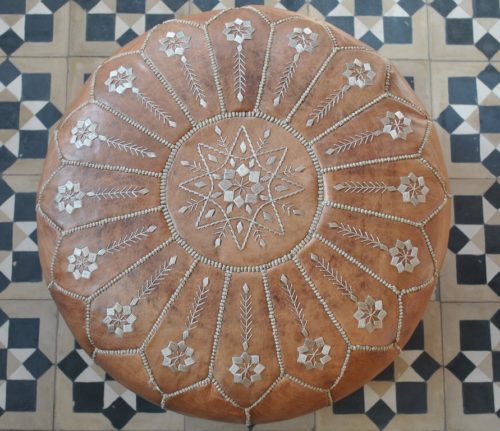 moroccan leather pouffe